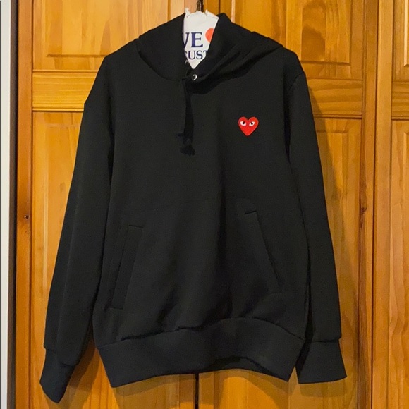 Comme des Garcons Sweaters - COMME DES GARCONS PLAY HOODIE - BLACK